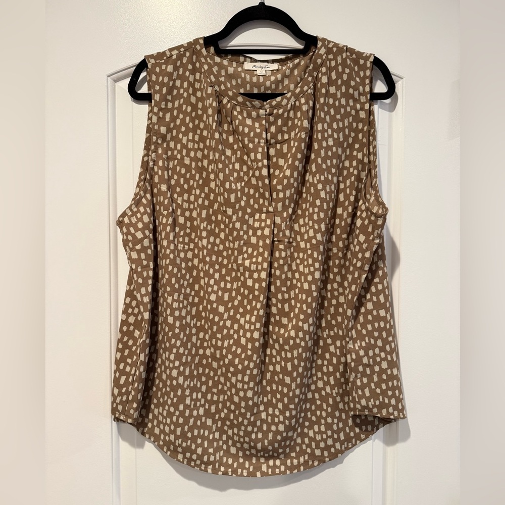 Sleeveless Print Work Blouse Monday Fun Office wear